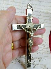 Carmelite Nun's Antique Ebony Silver & Bronze Habit Vestment 5 in Crucifix Cross picture