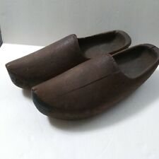 Antique Hand Carved Wood shoes pair picture