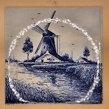 Royal Delft Hand Painted Blue / White Windmill Landscape 6