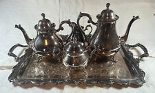 Webster Wilcox Silver Joanne Pattern Tea Coffee Set Service & Tray picture