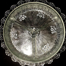 Vintage Italian Masserini Barocco Divided Glass Dish in Ice Bark Bubble Lace 8