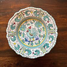 Deruta Orvieto Green Rooster Fluted Edge Salad Plate Italian Pottery *Retired* picture