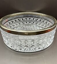 Antique 1930s Crystal Glass Octagonal Pattern Formal Centerpiece Bowl Dish picture
