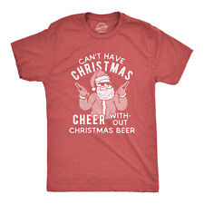 Mens Can't Have Christmas Cheer Without Christmas Beer Tshirt Funny Santa Claus picture