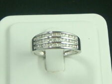 14k White Gold 1.92CT 3 Rows Lab-Created Diamond Wedding Unisex Band picture