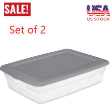 28 Qt Underbed Storage Box Plastic Stackable Bin Container Set of 2 for Bedroom picture