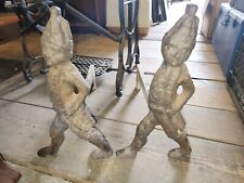 Pair Of Antique Cast Iron Hessian Soldier Andirons Virginia Metalcrafters picture