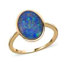 LUXORO 10K Yellow Gold Lab Created Opal Triplet Solitaire Ring Size 6 Ct 3.4 picture