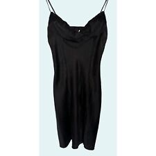 Vintage VICTORIA'S SECRET 90s Y2K Black Silk Slip Dress Nightgown Size Med picture