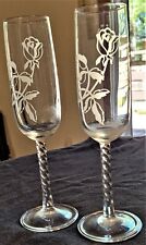 Champagne Flutes - Custom Etched w/Rose - (2) picture
