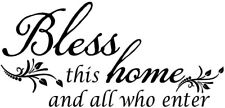 Bless This Home and All who Enter Vinyl Wall Decal Entryway Living Bible Verse picture