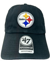 47 Brand Clean Up Adjustable Pittsburgh Steelers Black Cap Hat NEW (F4) picture