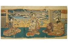 UTAGAWA KUNISIDA 'TOYOKUNI III' (JAPAN, 1786-1865) MID-19TH C SGND W/B TRIPTYCH  picture