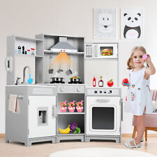 New Large Kids Cooking Pretend Play Kitchen Set Wooden Corner Playset Toys Gifts picture