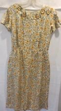 1950's Vintage Printed Handmade Day Dress Yellow Flowers Costume Pinup Stage picture