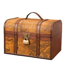 Vintage Wood Box Jewelry Storage Case Handmade Vintage Treasure Chest picture