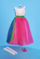 VTG Barbie '65 Fraternity Dance #1638 Fuchsia Chiffon Gown, Gloves/OT Heels picture