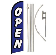 Open Windless Banner Swooper Advertising Flag Pole Kit Open Sign Blue picture