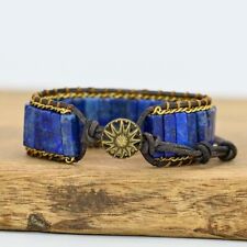 Dark Blue Natural Lapis Lazuli Vintage Handmade Healing Unisex Men Boys Bracelet picture