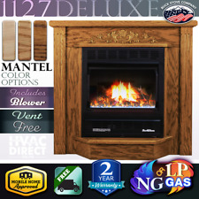 Buck Stove 1127 Deluxe 25K BTU Vent-Free NG/LP Gas Fireplace w/ Blower & Mantel picture