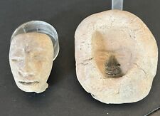 SET Of 2 Pre-Columbian Artifacts Vera Cruz Pottery Head + Mold 600 to 900 CE. picture