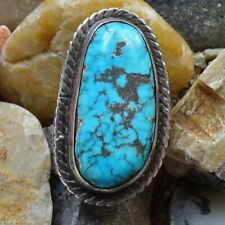 Vintage Native American Navajo 925 Sterling Silver Turquoise Pinky Ring Size 5 picture