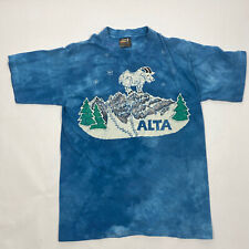 Vtg 90s Tie Dye Batik Goat T-Shirt Mens Medium Blue Single Stitched Made in USA picture