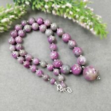 334.15cts Global RUBY Gemstone NECKLACE Zoisite Balls 925 Sterling Silver 18
