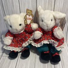 Vintage Gund Christmas Plush Cat & Mouse Dress Tinytales Stuffed Animal Lot 1991 picture