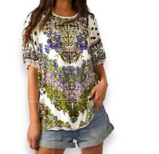 Free People Women's Luly Tee, Ivory Combo Boho Casual Oversized Top - Medium  picture
