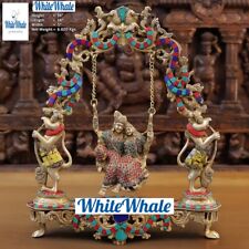 Whitewhale Lord Radha Krishna Sitting on Jhoola/Swing Bras Statue Home Decor picture