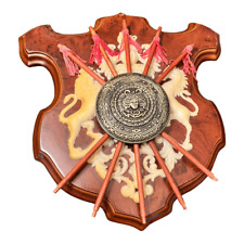 Denix Coat of Arms Display wooden plaque Medusa Lion dragon vintage 10x10 folk picture