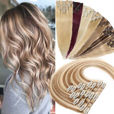 Clearance 100% Remy Human Hair Extensions Clip In Real Soft Weft Full Head Ombre picture