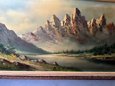 Vintage original acrylic paintings on canvas signed Mountain And Forest  48x24 picture
