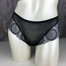 ALEGRO Black Embroidered Sheer Lace Hipster Thong Panty Lingerie - 9010-B picture