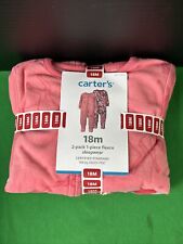 Carter's Baby Girls 2-Pack Fleece Footed Full-Zip Pajamas Size 18M Pink/Red picture