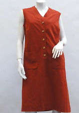 Vintage 70s Burnt Orange Faux Suede Dress Retro Mid Century Mod picture