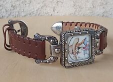 BARRY KIESELSTEIN-CORD STERLING SILVER LEATHER STRAP NATIONAL COWGIRL WATCH picture