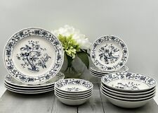 1957 NIKKO Japan MING TREE Blue White w/ Green Double Phoenix LUNCHEON Set for 5 picture