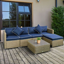 6-Piece Outdoor Patio Rattan Wicker Furniture Set w/ Cushions picture