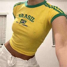 Brazil Yellow Vintage Crop Top Small Summer BabyTeeFestival StreetwearBrasil🇧🇷 picture