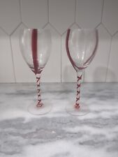 Pier 1 Imports Red Double Stripe Wine Glasses 12oz Set Of 2 Excellent picture