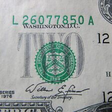 VERY RARE ERROR 1976 $2 DOLLAR BILL--MISALIGNMENT/MISCUT 'A' SERIES UNCIRCULATED picture