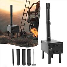 Outdoor Wood Burning Stove, Portable with Chimney Pipe for Cooking, Camping picture
