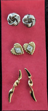 Vintage 70s studs, ss knots, gold hrts w/rinestones, & gold twists picture