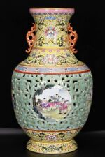 chinese Qianlong period, enameled bean green & gold-painted baby-playing vase picture