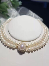 Classic Two Strands 8-9mm South Sea White Pearl Necklace 18