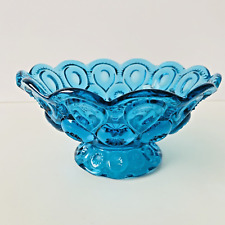 Vintage LE Smith Colonial Blue Moon and Stars Compote Candy Footed Glass Bowl picture