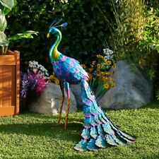 Majestic Metal Peacock Statue - Artistic Standing Decor for Outdoor Gardens picture
