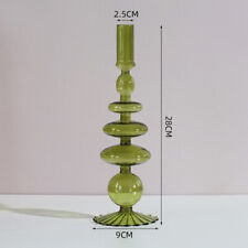 Vintage Clear Glass Candle Holders Stand Mid Century Craft Art Retro Candlestick picture